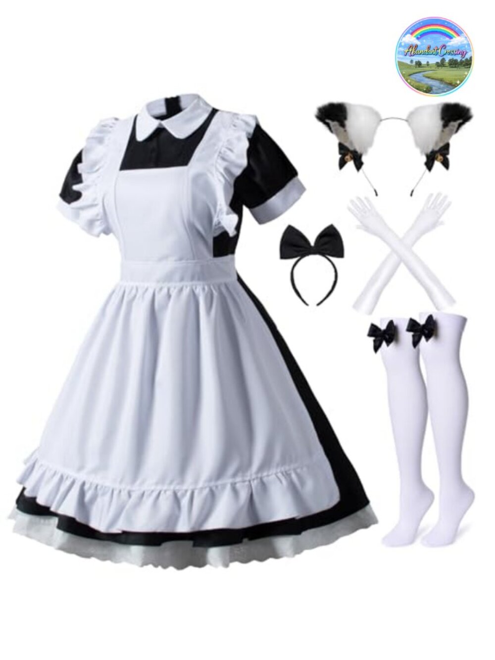 Lolita French Maid Cosplay Costume Set Anime Kawaii Dress Halloween